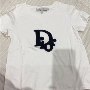 Dior White Tee with Black Emblem